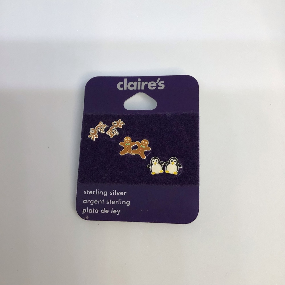 🎄 3-Set Sterling Silver Children’s Holiday Earrings